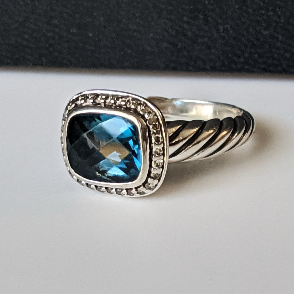 COPY - David Yurman Hampton Blue Topaz & Diamond Nobless Ring